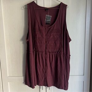 Torrid Burgundy Button-Down Babydoll Tank Top